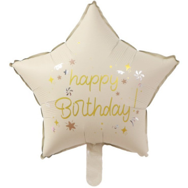 Balon din Folie Metalizata, Cyrax, Figurina Animata, Model Stea, 45 cm, Ambalaj Individual, Pai Inclus, Umflare cu Aer sau Heliu, Bej