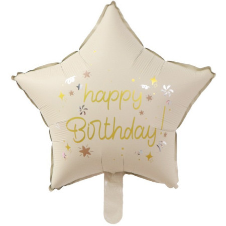 Balon din Folie Metalizata, Cyrax, Figurina Animata, Model Stea, 45 cm, Ambalaj Individual, Pai Inclus, Umflare cu Aer sau Heliu, Bej