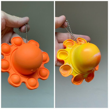 Jucarie Antistres, Cyrax, Tip Pop It, Caracatita Reversibila, din Silicon, 20 x 10 cm, Portocaliu