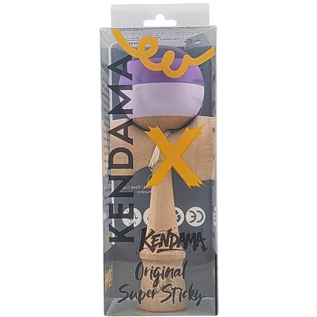 Kendama X Originala, Profesionala, Cyrax, Super Sticky din Lemn, 18 cm, Purpuriu/Mov/Lila