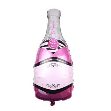 Balon din Folie Metalizata, Cyrax, Figurine, Model Sticla de Sampanie, 49x100 cm, Ambalaj Individual, Pai Inclus, Umflare cu Aer sau Heliu, Mov