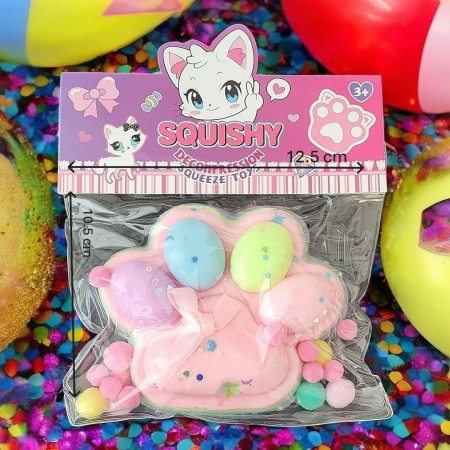 Jucarie Antistres Squishy, Cyrax, cu Revenire Lenta, Model Labuta de Pisica, 200g, 12.5 x 10.5 cm Squeeze Pinch Family, Ambalaj Transparent, Model 11