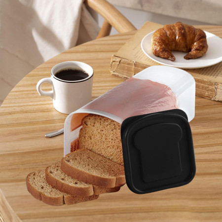 Cutie Depozitare Paine, Cyrax, din Plastic, 34 x 13 cm, Pastreaza Prospetimea, Capac Negru