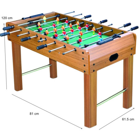 Masa de Fotbal cu Teren si 21 Jucatori Cyrax, 8 Manere, cu Tablou pentru Scor, din Metal, Lemn si ABS, 120 x 61.5 x 81 cm, cu Picioare, pentru copii/adulti