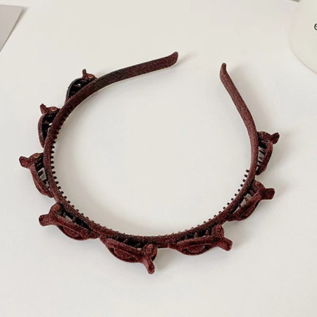 Bentita de Par pentru Femei, Cyrax, Agrafa Stil Coreean, Accesoriu pentru Par cu Textura MultiStrat, 13 x 11.5 cm, Coffee