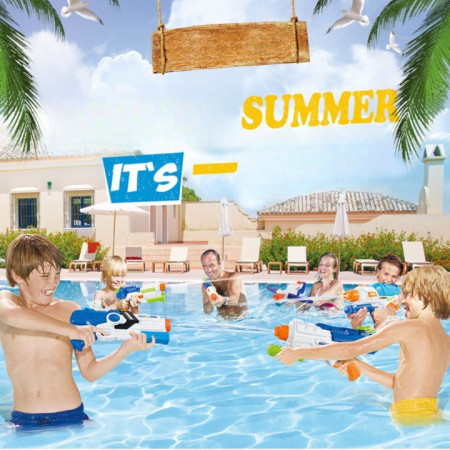 Pistol cu Apa pentru Copii, Rezervor, Pentru Piscina/Plaja, Cyrax, 6ani+, Albastru/Multicolor, 1000ML, model 2