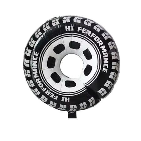 Set 2 Baloane din Folie Metalizata, Cyrax, Figurine Roti, Model Masini, 75-80 cm cm, Ambalaj Individual, Pai Inclus, Umflare cu Aer sau Heliu, Negru