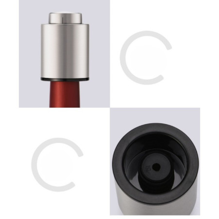 Dop de Etansare a Sticlei de Sampanie, Cyrax, Data Etansare, Reutilizabil, Usor de Depozitat si Folosit, 4.5 x 4.5 x 8 cm, Gri