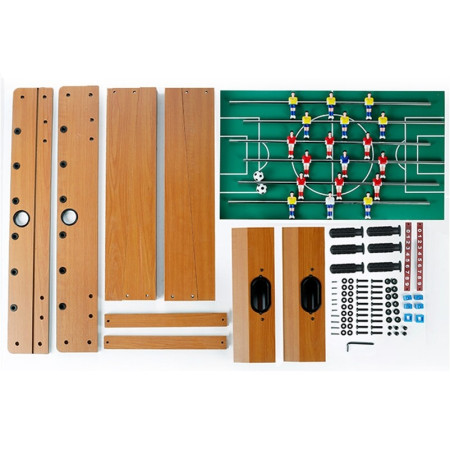 Masa de fotbal cu teren si 18 jucatori Cyrax, cu tablou pentru scor, din metal, lemn si ABS, cu Picioare, 69 x 34 x 65 cm, pentru copii si adulti