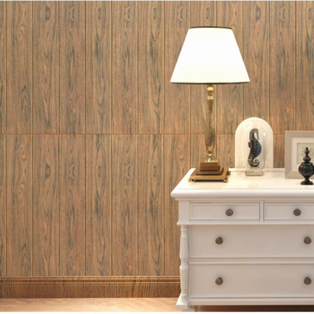 Set 10 Placi Tapet 3D,  70 x 70 cm, Grosime 3 mm, din Rasina, Tip Placi de Lemn, Suprafata Acoperita 4.9 mp, Maro Inchis