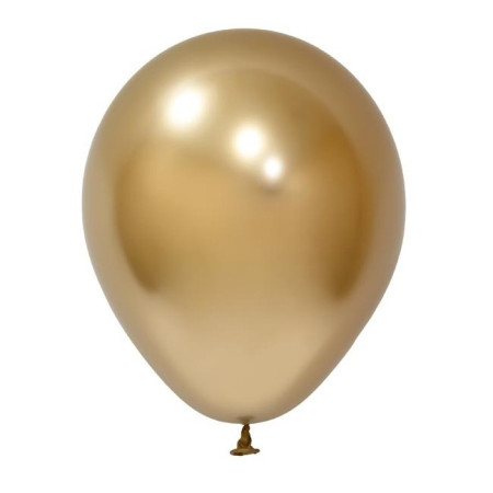 Set 12 Baloane, Cyrax, din Latex Chrome, 25 cm, Auriu