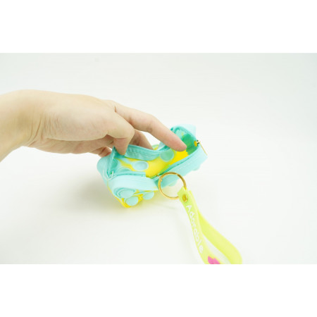 Jucarie antistres din silicon, Cyrax, Pop It Now and Flip It, Portofel fluturas, Bleu/Galben