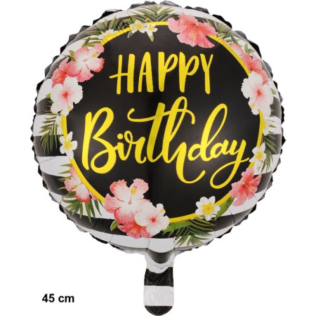 Balon din Folie Metalizata, Cyrax, Figurine, Model 4, Happy Birthday, Tematica Aniversare, 45 cm, Ambalaj Individual, Pai Inclus, Umflare cu Aer sau Heliu, Multicolor