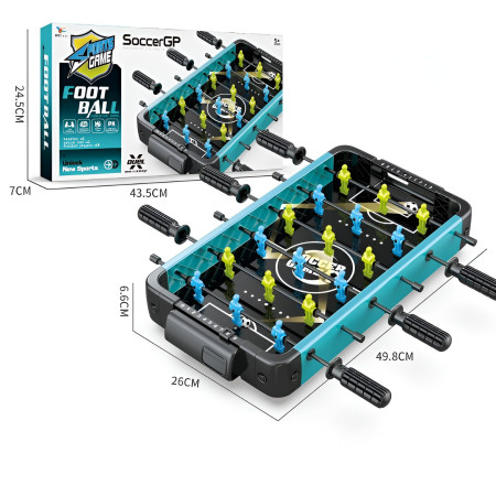 Masa de Fotbal cu Teren si 18 Jucatori Cyrax, 6 Manere, 2 Mingi, cu Tablou Scor, din ABS, 49.8x26x6.6 cm, Design Multicolor, pentru Copii/ Adulti