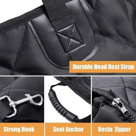 Suport pentru Animalele de Companie,  pentru Masina, cu Prindere de Scaun si Centura de Siguranta, 45x43x60cm, Gri