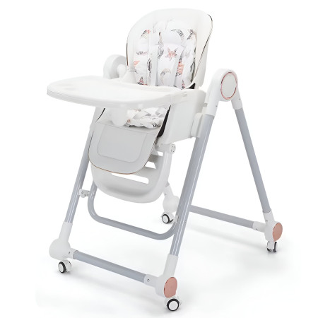Scaun de Masa pentru Bebelusi si Copii, Cyrax, Tavita si Husa Detasabile, Multifuncțional, Stabil, Centura de Siguranta, Inaltime Ajustabila, Spatar Reglabil Moale, Balansoar, de la 6 Luni, Alb
