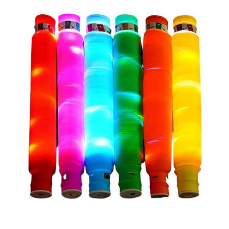 Set 6 Tuburi Antistres, Cyrax, cu Lumina LED, Fidget Pop Tube, multicolor