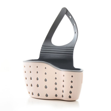 Suport Scurgere pentru Burete si Laveta de Vase Bucatarie, Cyrax, Roz, Curea Reglabila, Plastic Flexibil, 15x 5x 21cm