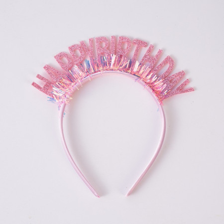 Coronita Decorativa pentru Petreceri, Cyrax, Tema Aniversare, Model Happy Birthday, Marime Universala, Rose