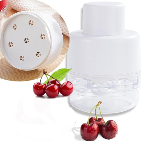 Dispozitiv de Scos Samburi, Cyrax, Manual, cu 7 Gauri, pentru Cirese, 13 x 9.2 cm, din ABS, Alb