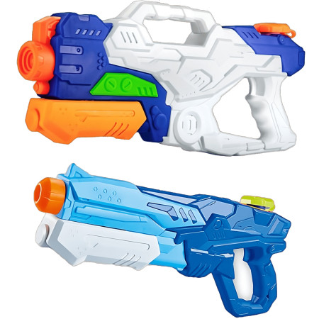 Set 2x Pistol cu Apa pentru Copii, Rezervor, Pentru Piscina/Plaja, Cyrax, 6ani+, Alb/Albastru + Albastru, 1000 ML + 600 ML