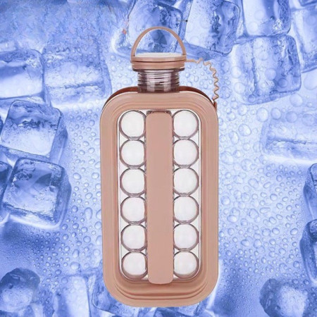 Forma pentru Gheata 2 in 1 Portabila, Cyrax, sub Forma de Sticla, Sfere, Diametru 3 cm, Multifunctional, 17 Bilute, 27.5 x 11.4 x 5.5 cm, Culoare Roz Pal