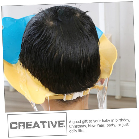 Cyrax Viziera de Protectie Baie Pentru Copii, Fippy, Model Purcelus, Dimensiune ajustabila, Durabil, Usor de curatat, Impotriva Samponului, pentru Ochi si Urechi, TPE+PP, 23x23 cm, Albastru