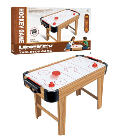 Masa Air Hockey Graffiti cu Picioare Lungi, Cyrax, Lemn, 2 Pucuri, Tabela Scor, 2 Impingatoare, 76x38x61 cm, Maro