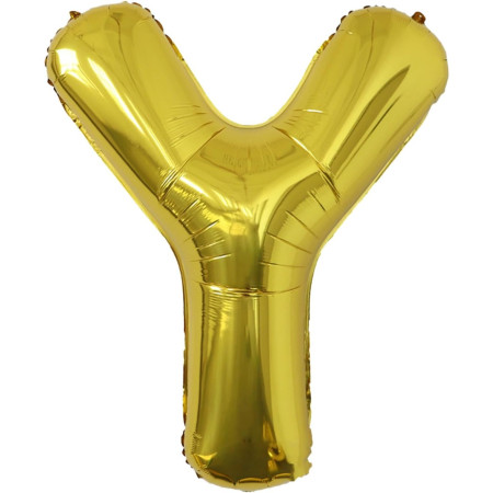 Balon Folie Metalizata Litera Y, Cyrax, 80 cm, Umflati cu Heliu sau Aer, Ambalaj Individual, Pai inclus, Auriu