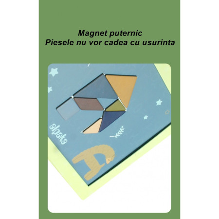 Cyrax Joc Magnetic Tangram, tabla si forme diverse magnetice, 34 de piese, pentru copii, +3 ani, multicolor