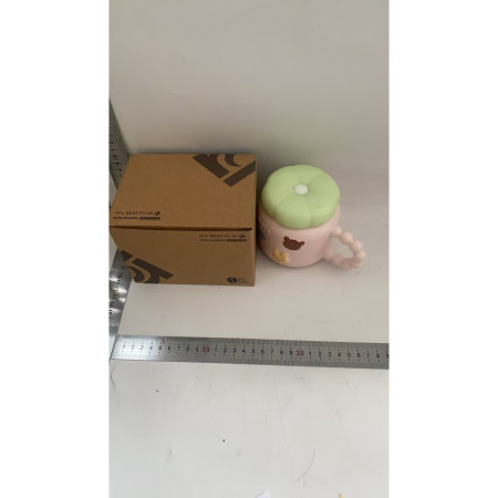 Cana pentru Copii, Cyrax, din Portelan, print Figurine Animalute, Model CUTE, Cana cu Capac, Ceasca pentru Cafea, Ceai, 400ml Roz