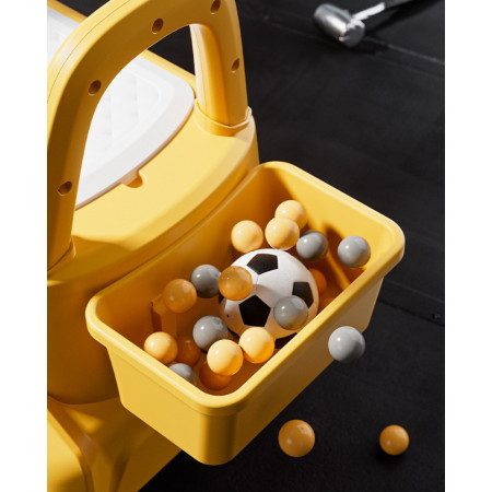 Excavator Manual pentru copii, Cyrax, 3 ani, Sport, Claxon, Cutie Depozitare, Lumini, Scaun, 62x26x47 cm, Galben