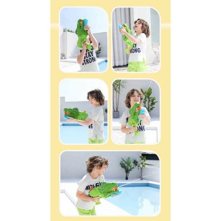 Set 2x Pistol cu Apa pentru Copii, Rezervor, Pentru Piscina/Plaja, Cyrax, 6ani+, Tiranozaur,  Roz + Verde,660 ML
