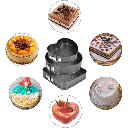 Set de 216 Piese de Copt pentru Prajituri, Cyrax, 3 Tavi de Copt, Nivelator, Forme Cupcake, Pos pentru Ornat cu 7 Capete, Feliator Tort, din Otel Inoxidabil, Multicolor