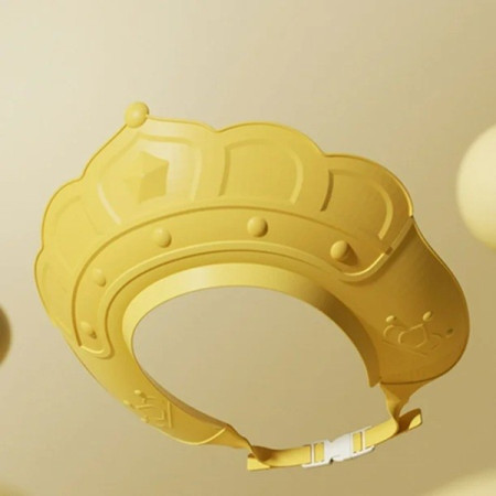 Casca de Dus, Cyrax, Previne Scurgerea Apei si Samponului pe Fata, 0-12 Ani, Ajustabila, din TPE+PP, 20 x 23 cm, Model Coroana, Galben