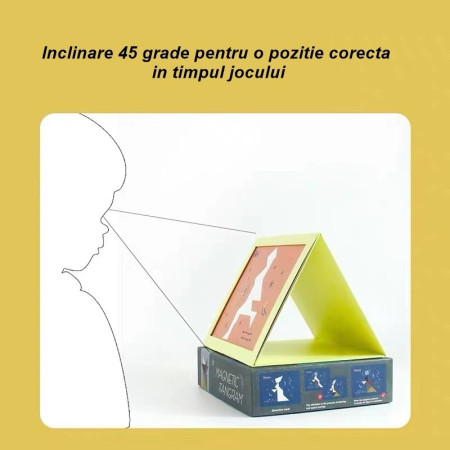 Cyrax Joc Magnetic Tangram, tabla si forme diverse magnetice, 34 de piese, pentru copii, +3 ani, multicolor