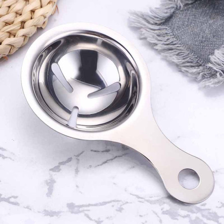 Cyrax Separator de oua, separa albusul de galbenus, inox, usor de folosit, 14x7.5 cm, argintiu