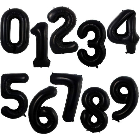 Balon din Folie Metalizata, Cyrax, Figurina Cifra, Tema Aniversare 80 cm, Ambalaj Individual, Pai inclus, Umflare cu Aer sau Heliu, Negru, Cifra 9