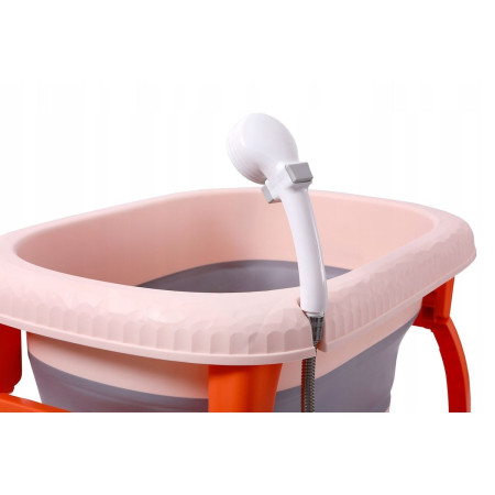 Cada Pliabila pentru Baie, Cyrax, din PP+TPE, pentru Copii 0-6 Ani, cu Picioare, Suport de Sezut, Scurgere Etans, 80 x 52 x 42 cm, Portocaliu