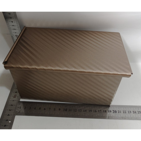 Tava pentru Paine, Cyrax, din Otel Carbon, 450 g, cu Capac, Antiaderenta, 21 x 11 x 11.5 cm, Roz Auriu