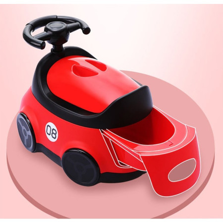 Olita pentru Copii, Cyrax, +1an, Portabila, Design Masinuta cu Capac, Model Prietenos, Non-Toxic, Compartiment Detasabil, Usor de Curatat, Rosu