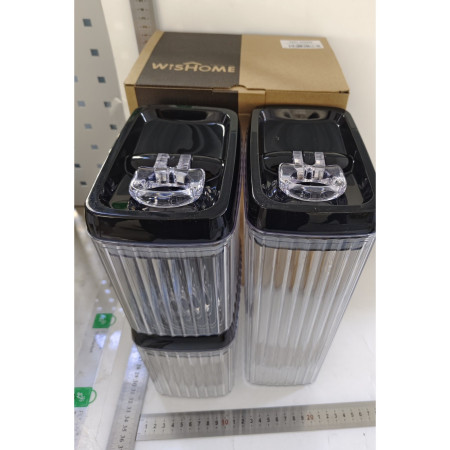 Set 3 Recipiente din Plastic, Cyrax, pentru Alimente/Obiecte, Inchidere Ermetica, Textura Ondulata, 2 x 1.5l, 1 x 3.3 l, Transparent