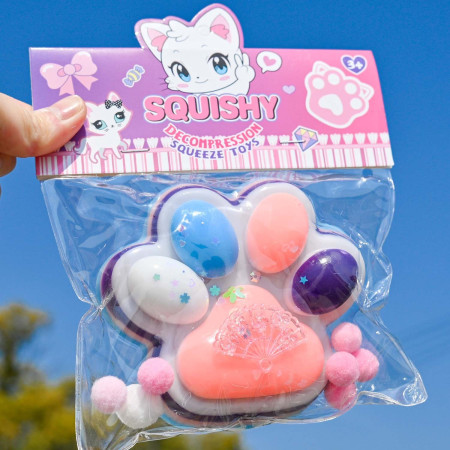 Jucarie Antistres Squishy, Cyrax, cu Revenire Lenta, Squeeze Toys, Model Cat Paw, 12.5x10.5 cm, 220g, +3 Ani, din TPR, Model 1, Multicolor