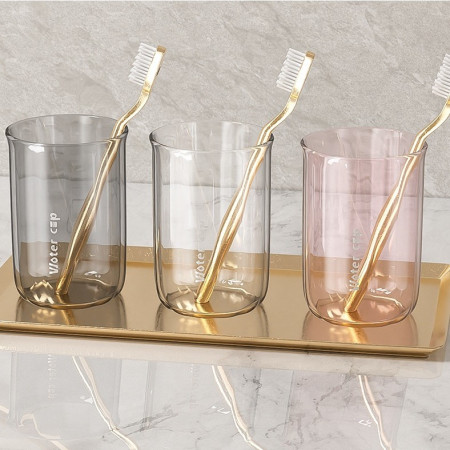 Cana de Apa pentru Clatit,  pentru Periuta de Dinti, 200 ml, 10.4 x 7.3 cm, Roz Transparent