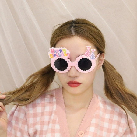 Ochelari Decorativi, Cyrax, pentru Petrecere, din ABS, Unisex, Model Happy Birthday, 13.5 x 8.5 cm, Roz