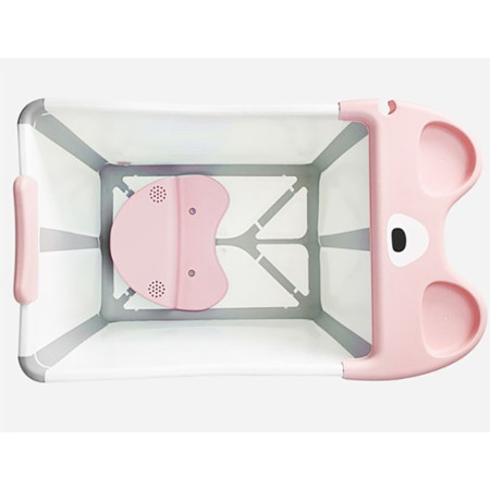 Cada Pliabila pentru Baie, Cyrax, din PP+TPE, pentru Copii +6 Luni, Model Ursulet, Scaun de Interior, Detasabil, 82 x 50 x 54 cm, Roz