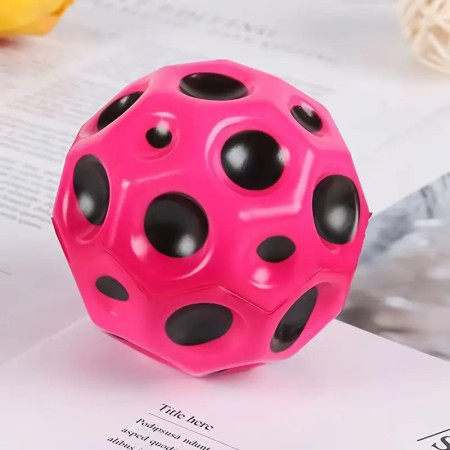 Minge Saltareata Hiperelastica, Cyrax, Space Moon Ball foarte Elastica, Antistress pentru Copii, Diametru 66 mm, Roz