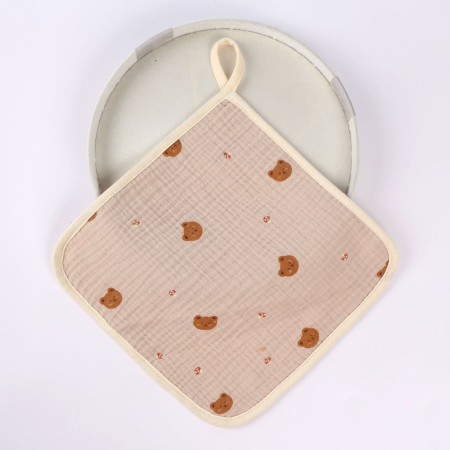 Prosop Absorbant, Cyrax, din Bumbac, 25 x 25 cm, Model Ursuleti, cu Agatatoare, Crem