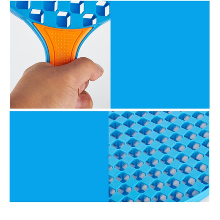 Set  Badminton pentru Copii, Cyrax, 2 Palete, 3 Mingi, Pentru Joaca si Antrenament, Albastru Portocaliu