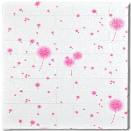 Set 10 Placi Tapet 3D,  70 x 77 cm, Grosime 3 mm, din Polietilena, Tip Caramida, Model Papadie Roz, Suprafata acoperita 5.3 mp, Alb